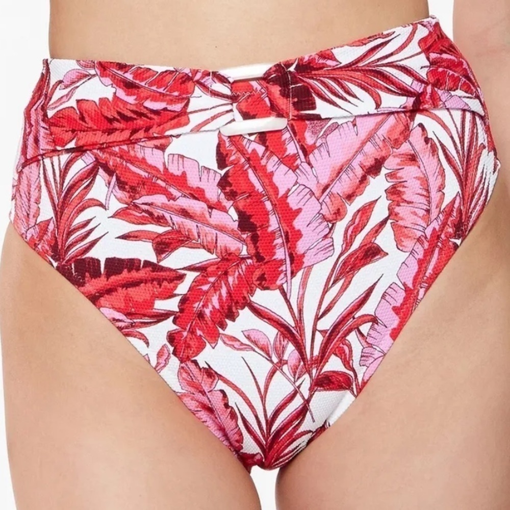 Jessica Simpson FUCHSIA MULTI Paradiso Palm O-Ring Swim Bottom, US Medium